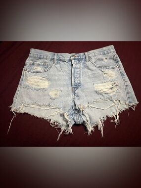 Aero Light Blue Distressed Women's Denim Shorts